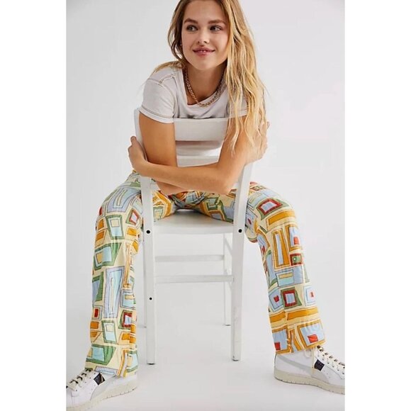 House Of Sunny Pepperland Knit Flared Pants Puzzle Print Women's Size 4 - Picture 6 of 9